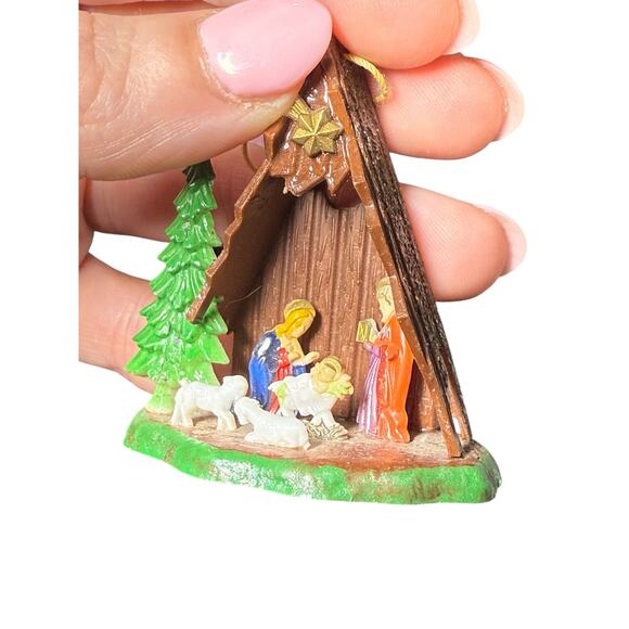 Vintage Shiny Brite Nativity Christmas Ornament Diorama Hong Kong Retro Kitschy - Picture 11 of 13